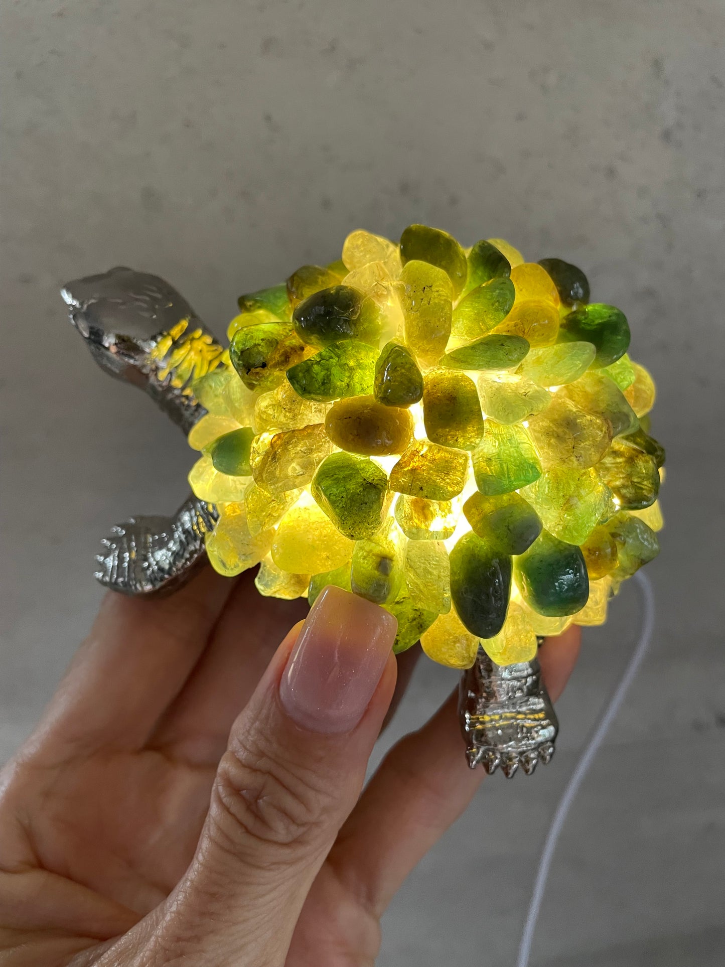Tortoise Led Lamp - Moss Agate