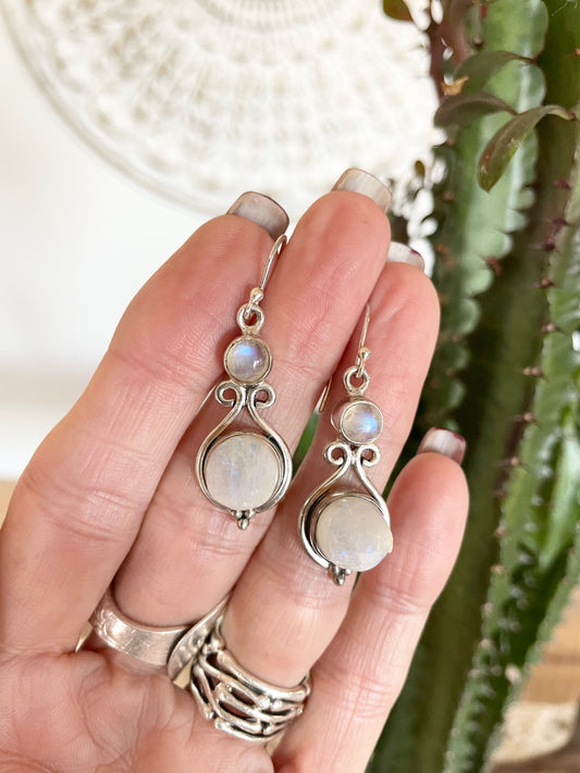 Raw Rainbow Moonstone Dangles