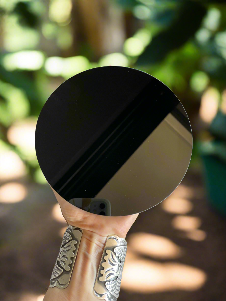 Black Obsidian Scrying Mirror includes stand