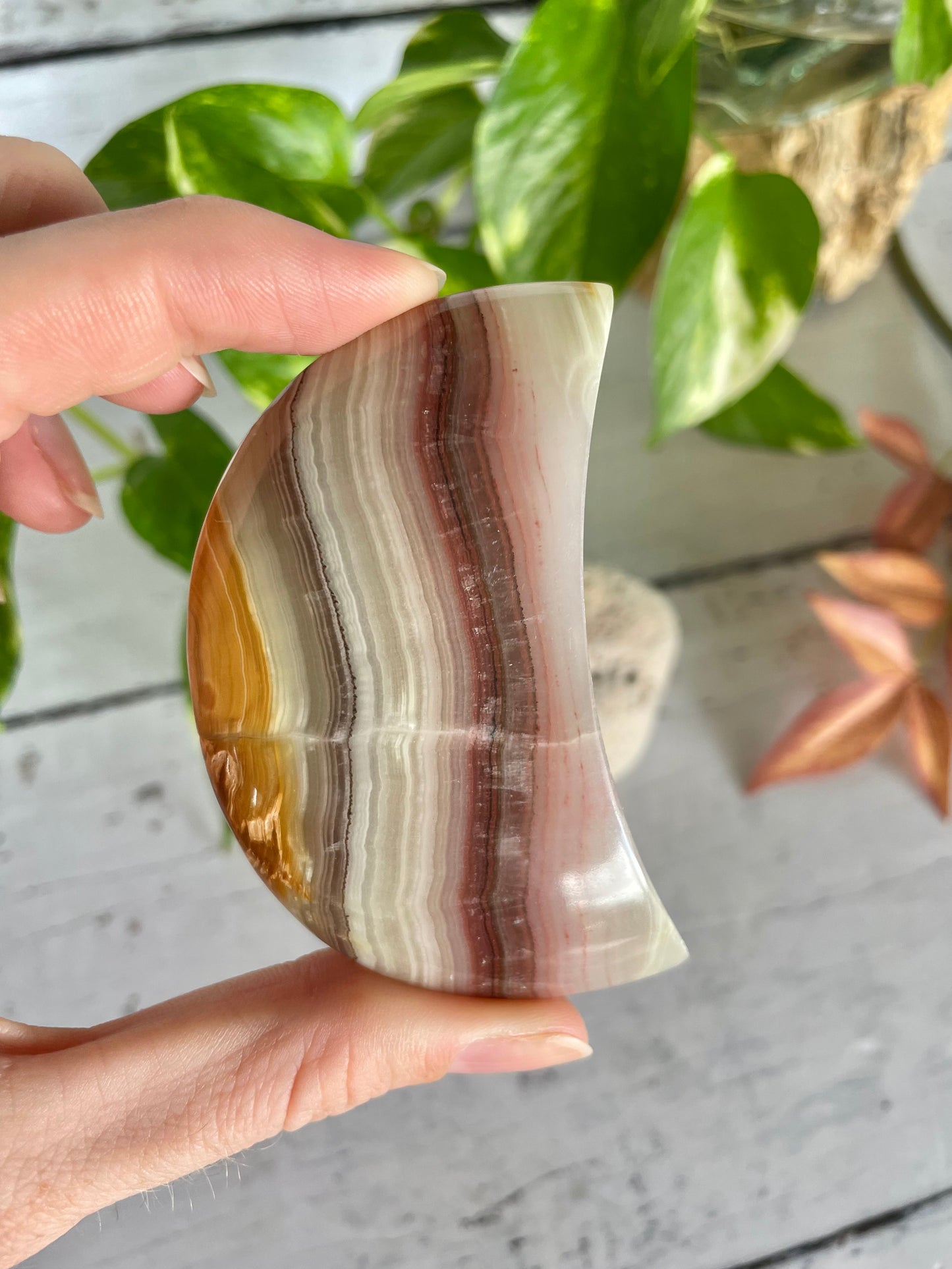 Pink Banded Onyx Moon