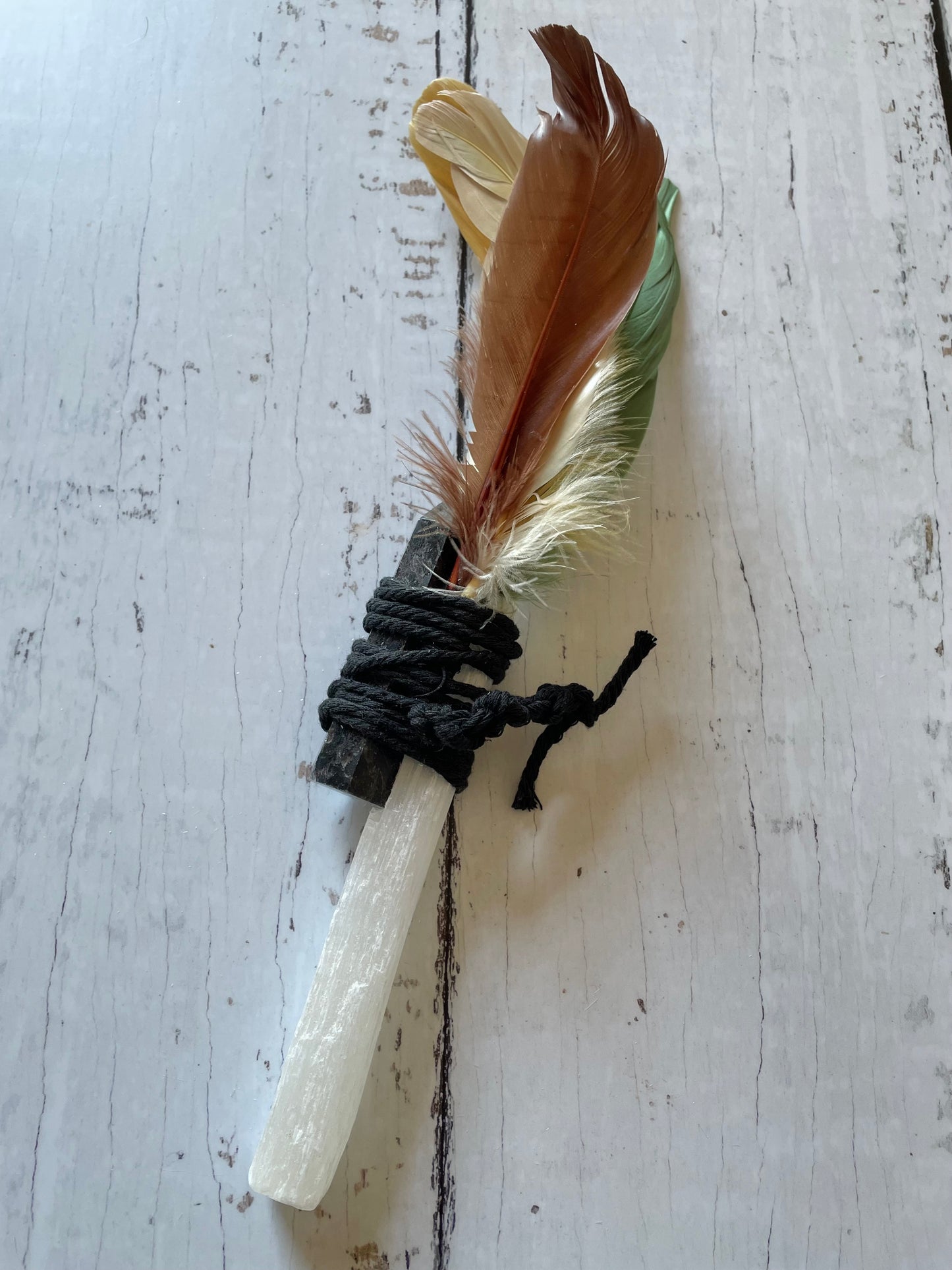 Cherokee Feather Blessing Wand ~ Larvakite