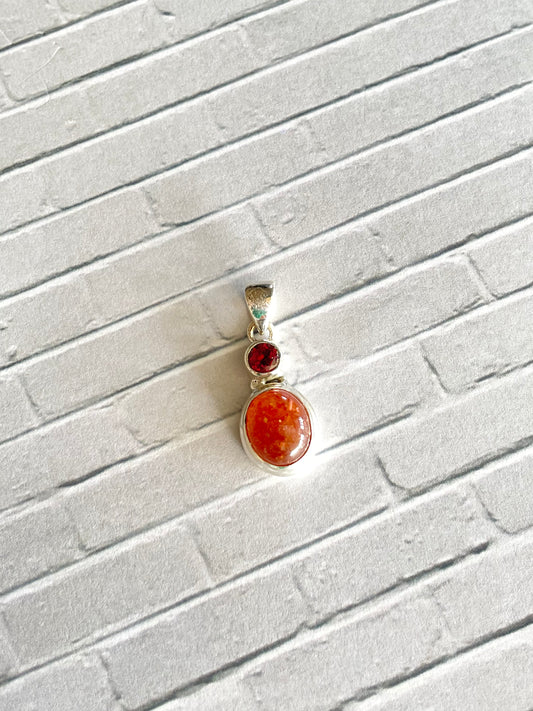 Sunstone & Garnet Pendant
