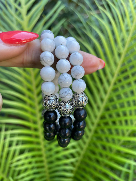 Shungite/White Howlite Healing Bracelet