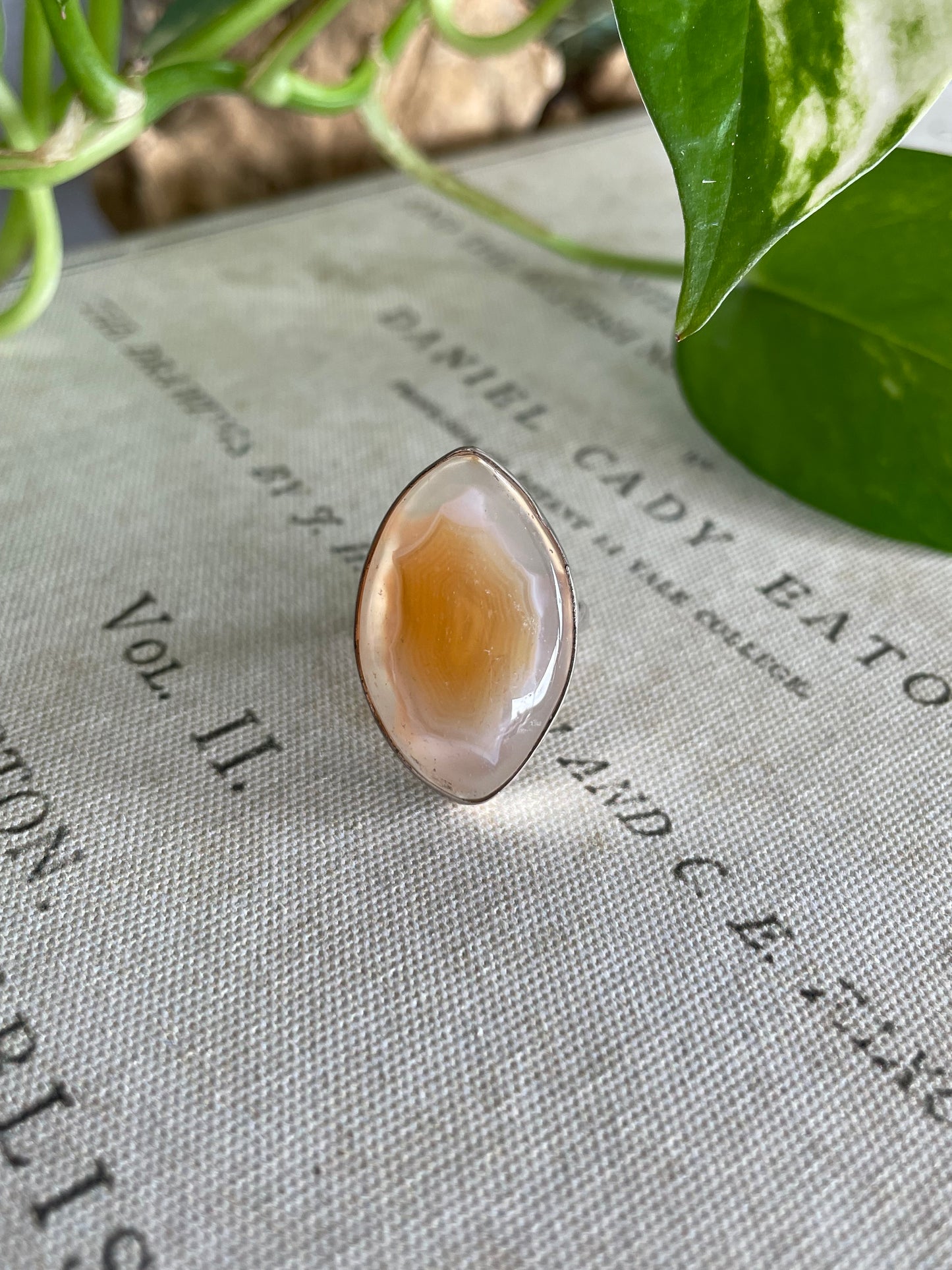 Agate Silver Fixed Ring