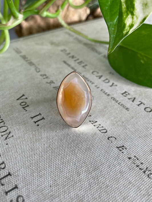 Agate Silver Fixed Ring