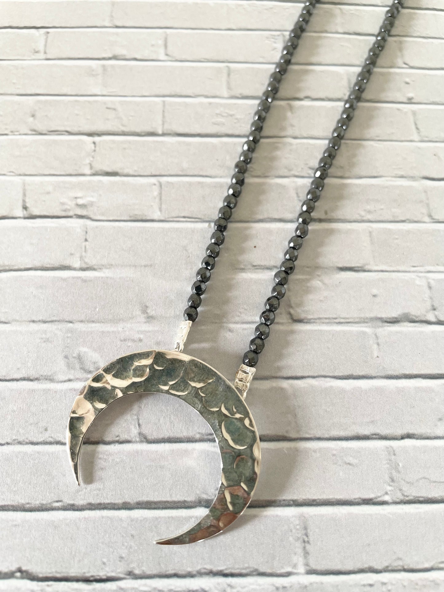 Faceted Hematite Moon Necklace