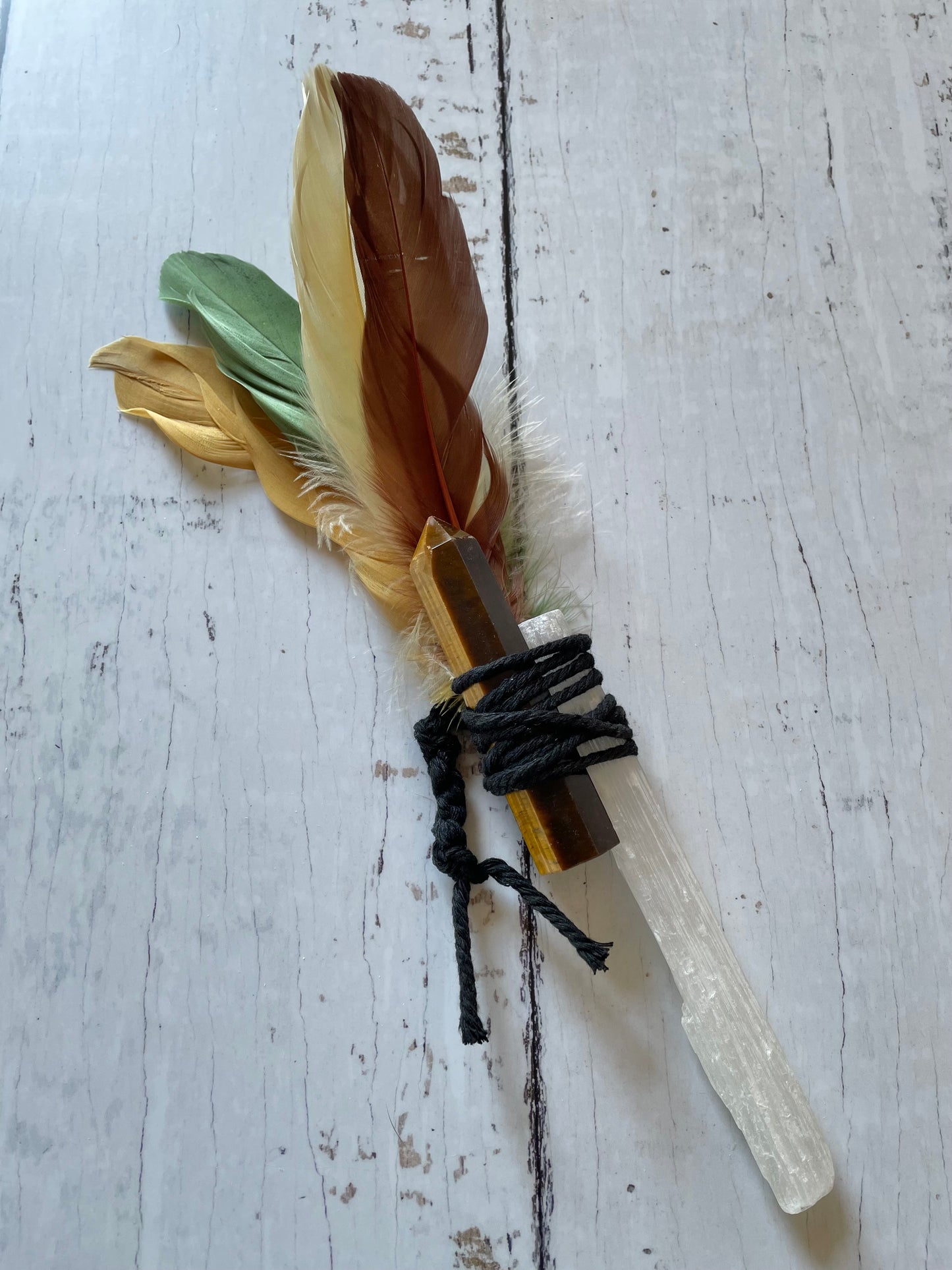 Cherokee Feather Blessing Wand ~ Tigers Eye