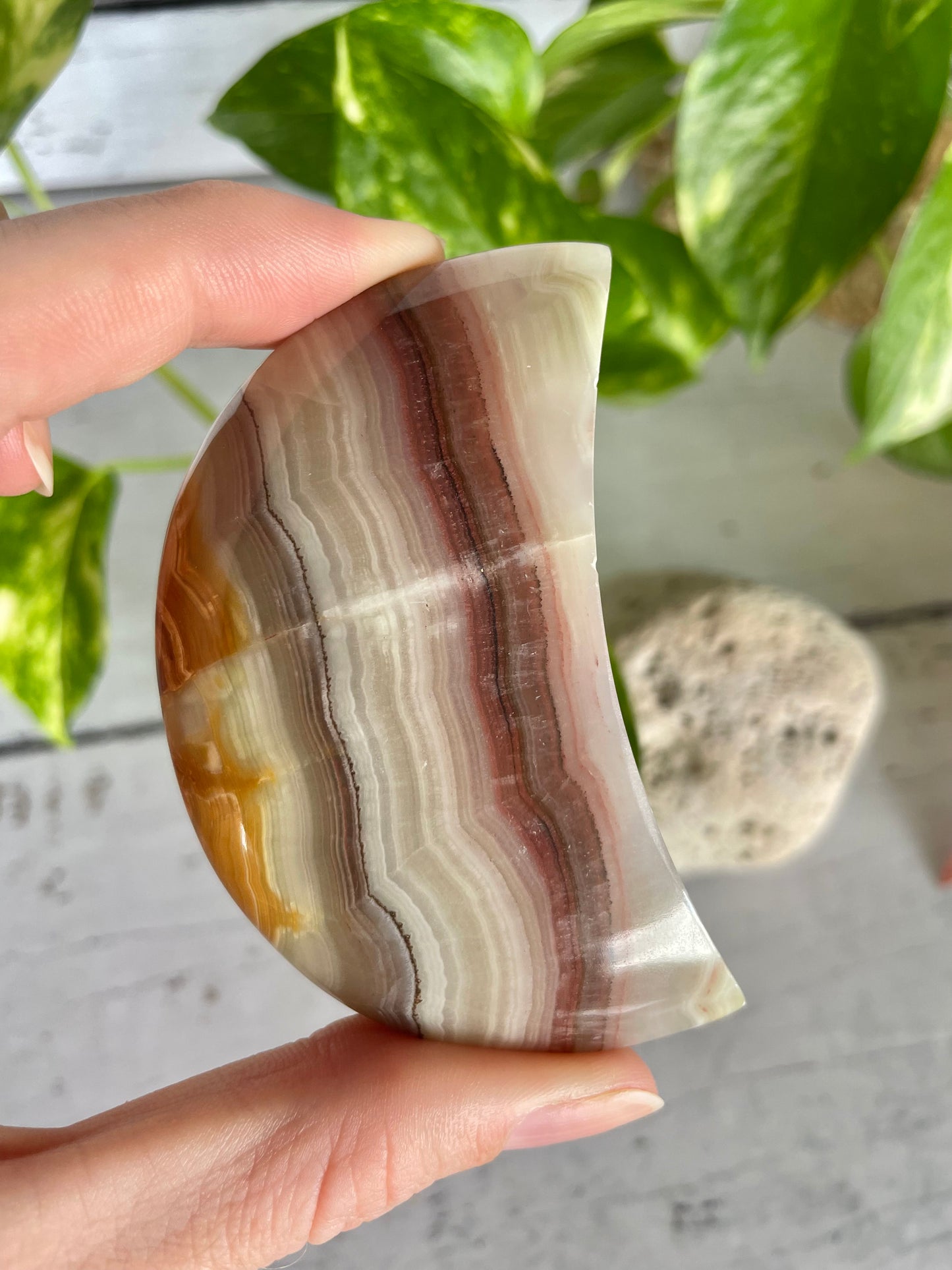 Pink Banded Onyx Moon