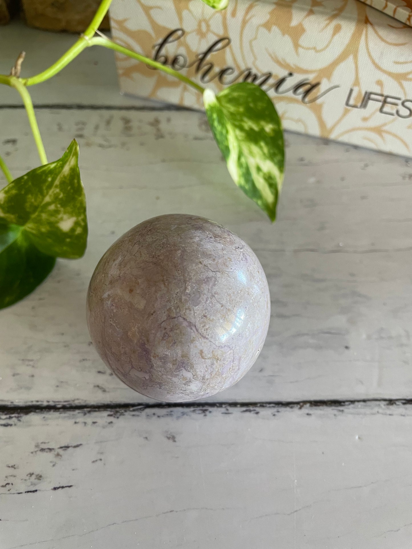 Phosphosiderite / Hope Stone Sphere Includes Wooden Holder