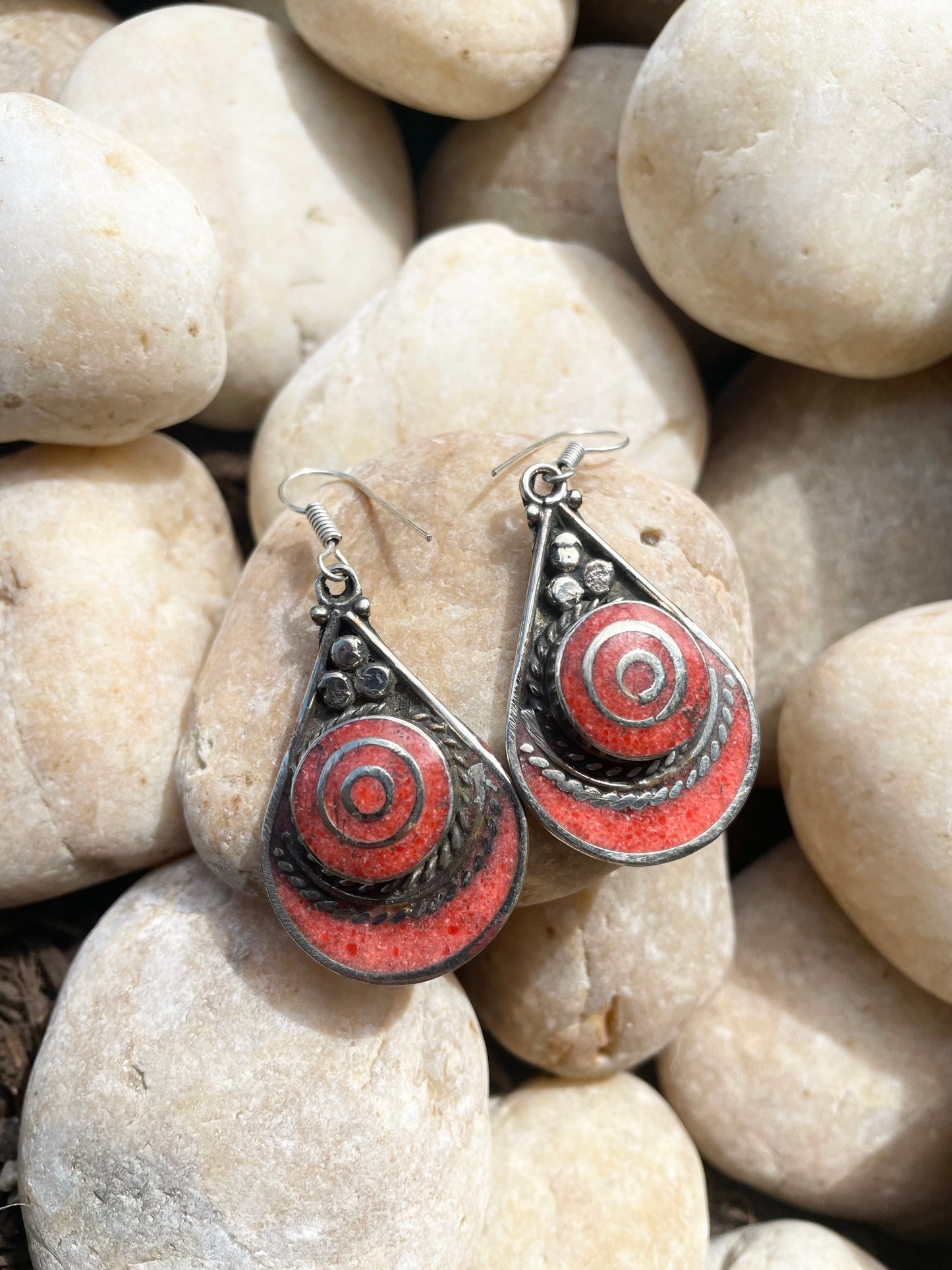 Nepalese Coral Dangles