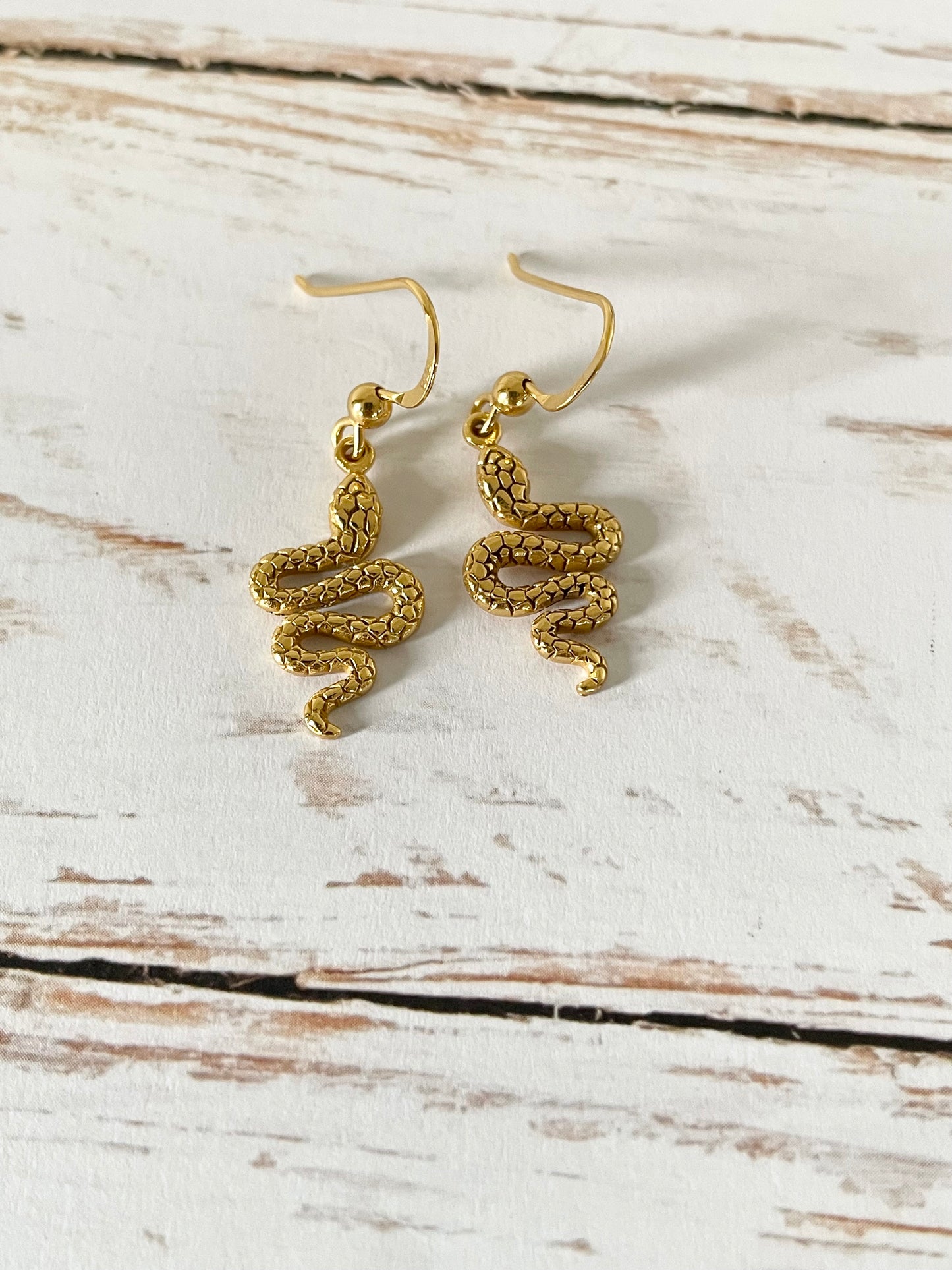 18K Gold Electroplated Serpent Dangles