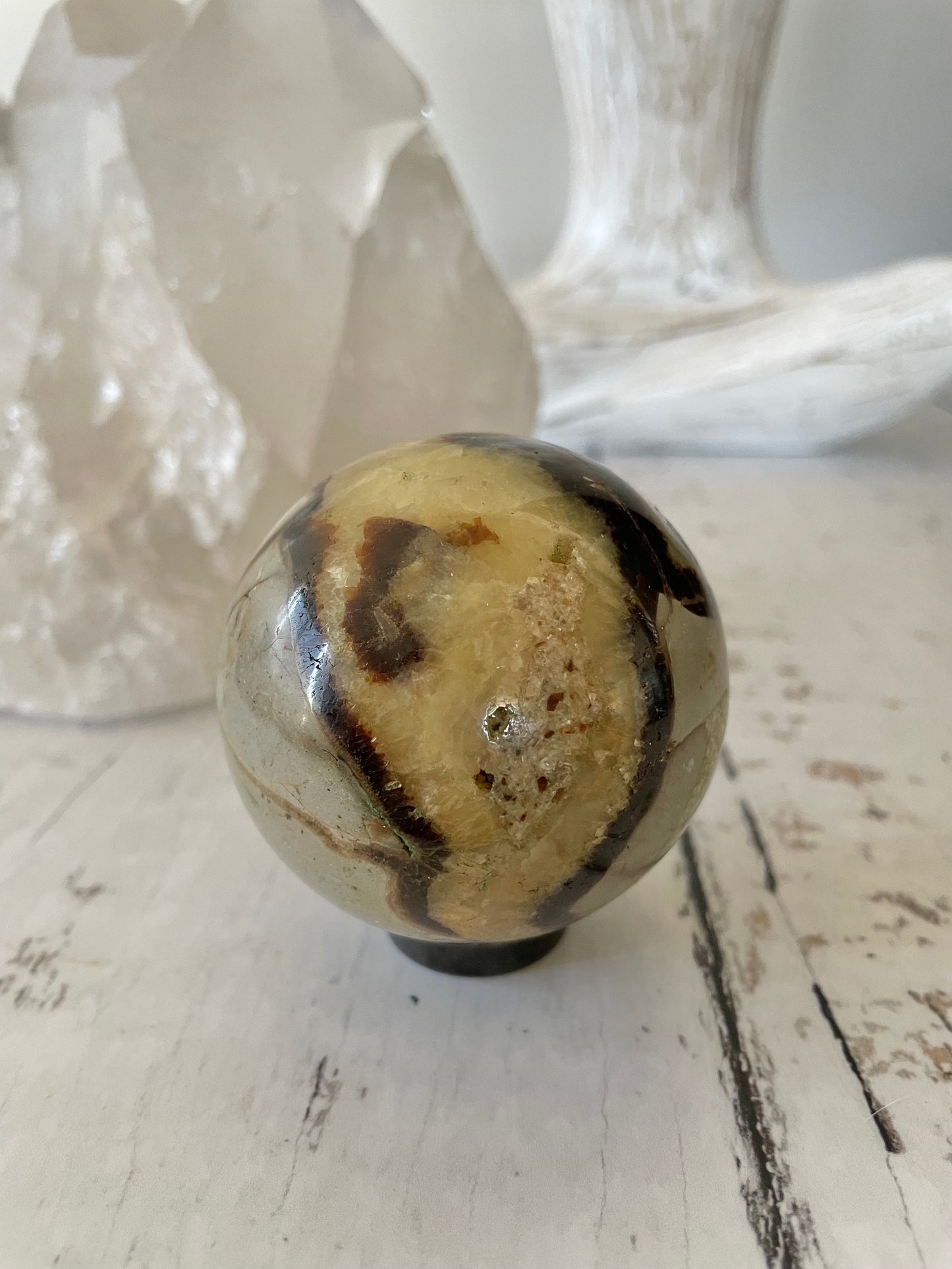 Septarian Sphere Includes Wooden Holder