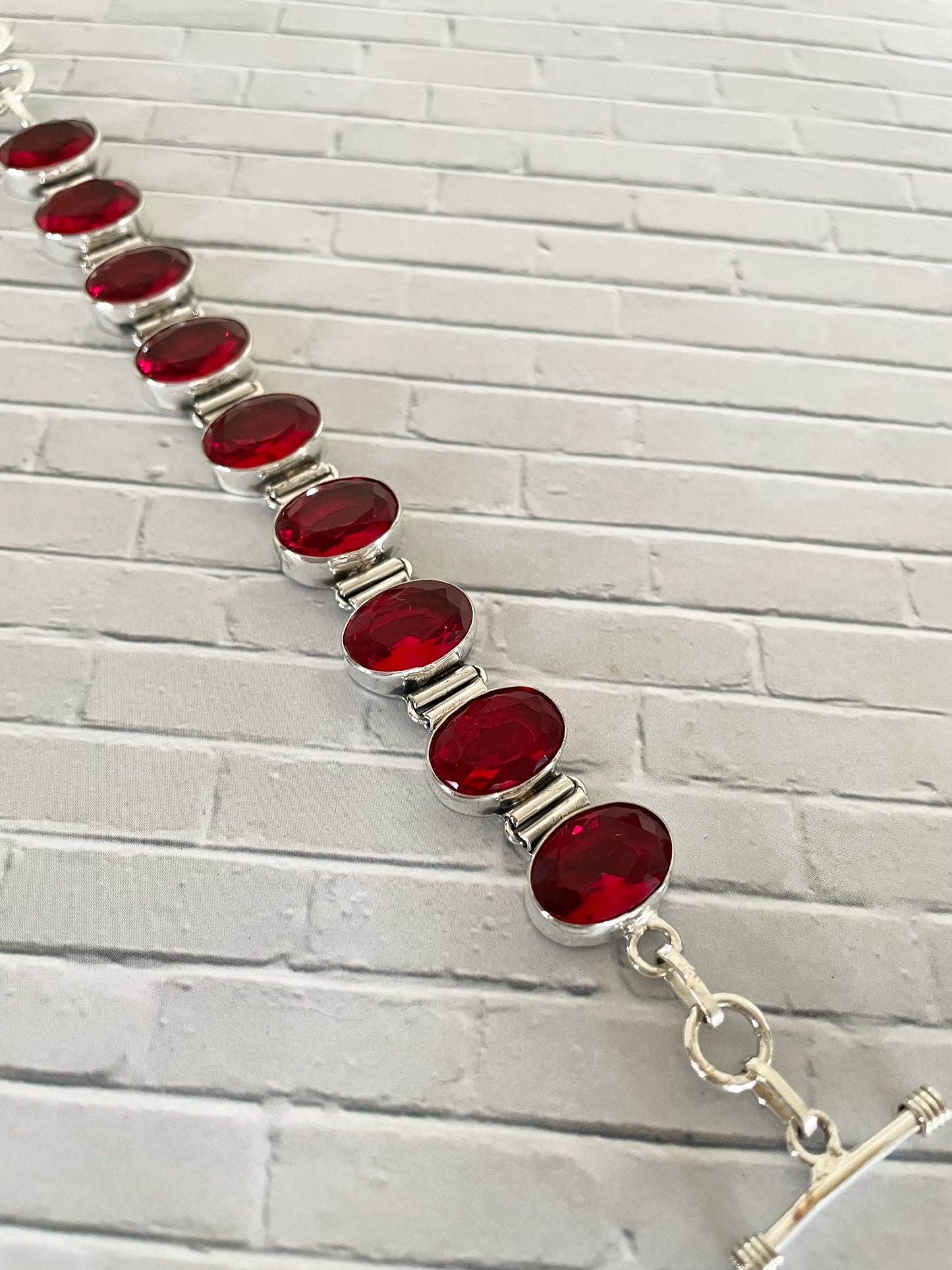 Faceted Ruby Adjustable Bracelet