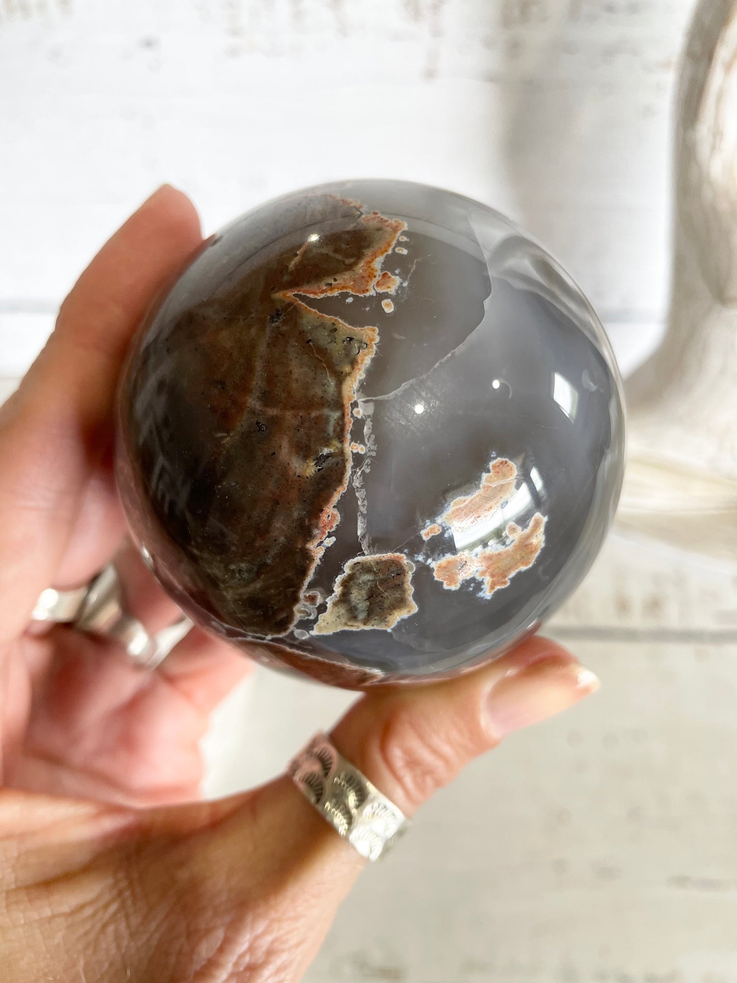 Football Agate Sphere Includes Holder