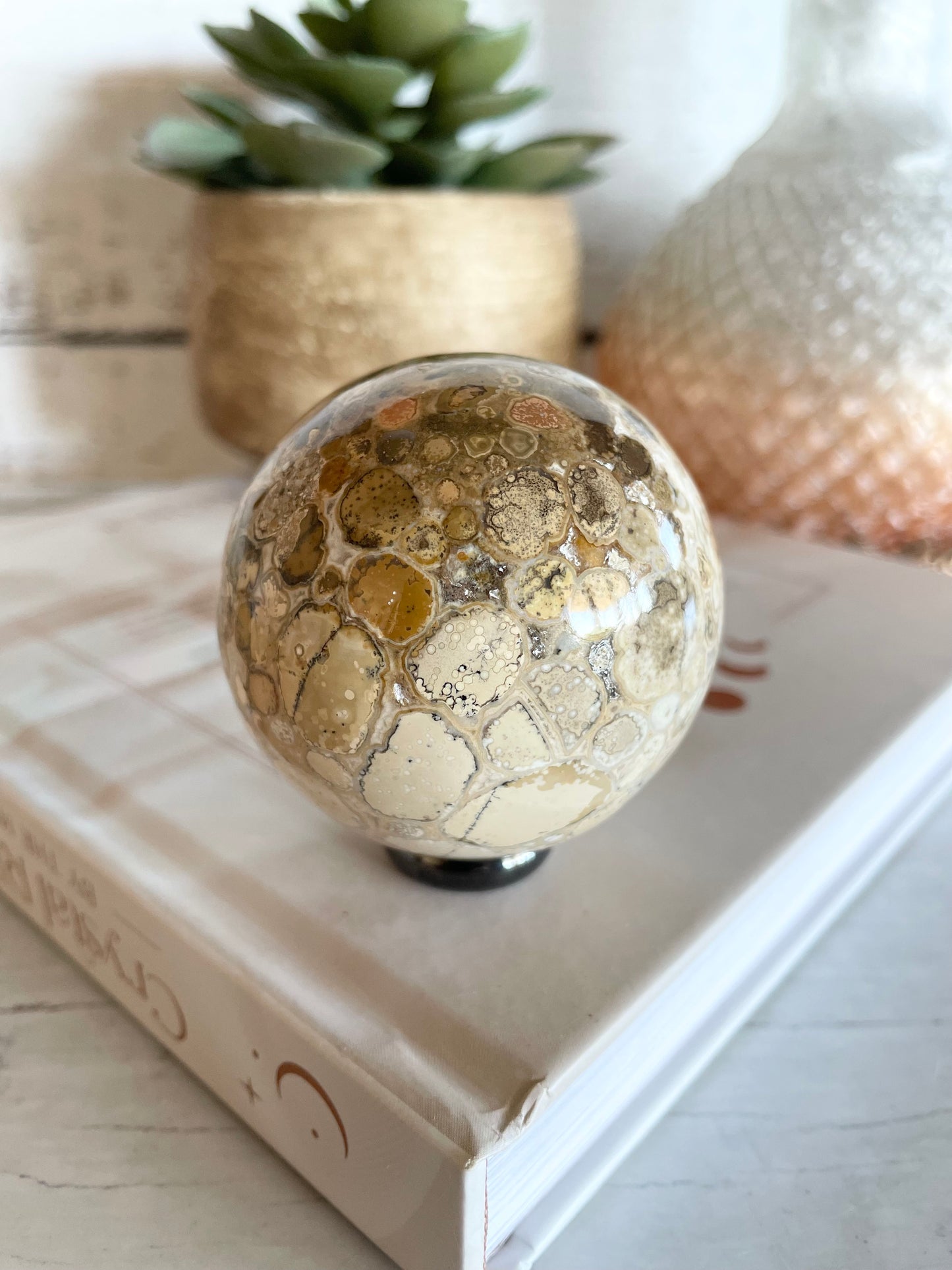 Spotted Agate Sphere Includes Holder