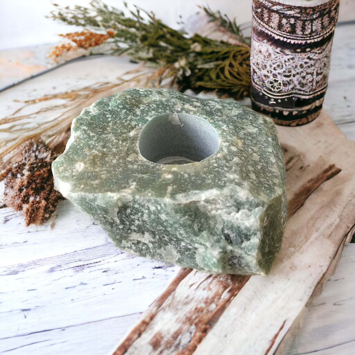 Candle Holder ~ Green Aventurine