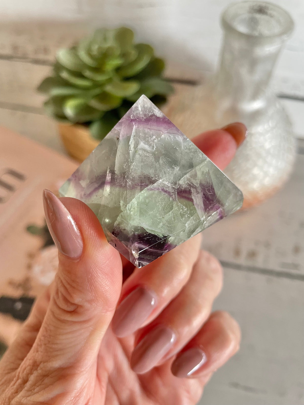 Rainbow Fluorite Pyramid