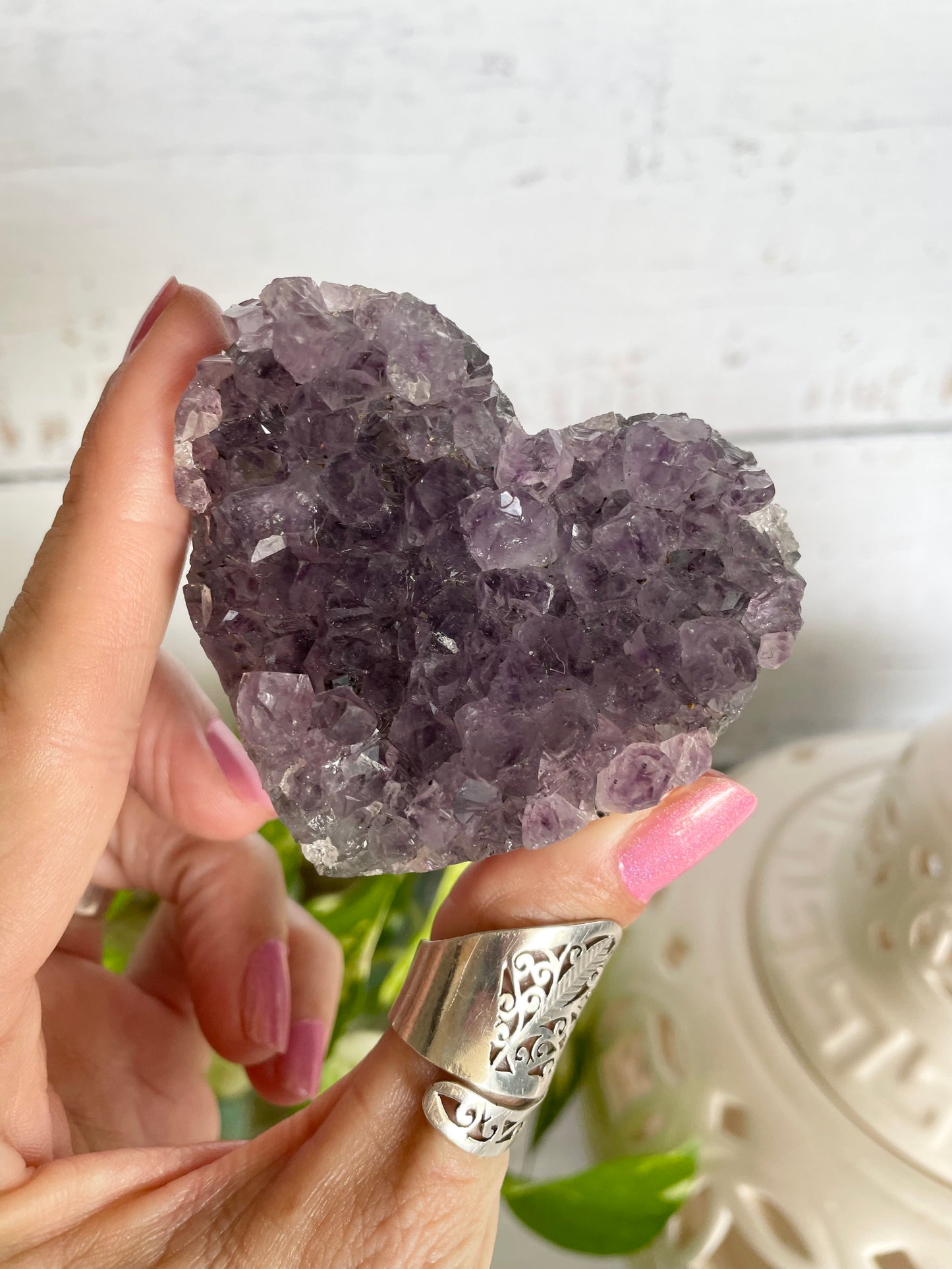 Amethyst Cluster Heart