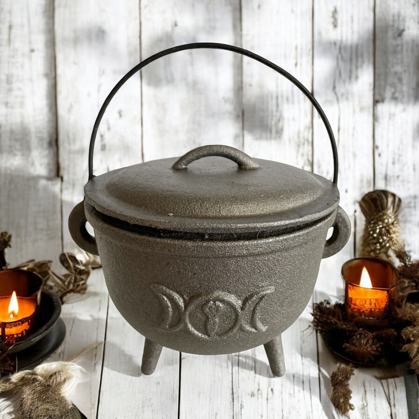 Cast Iron Cauldron ~ Triple Moon Large