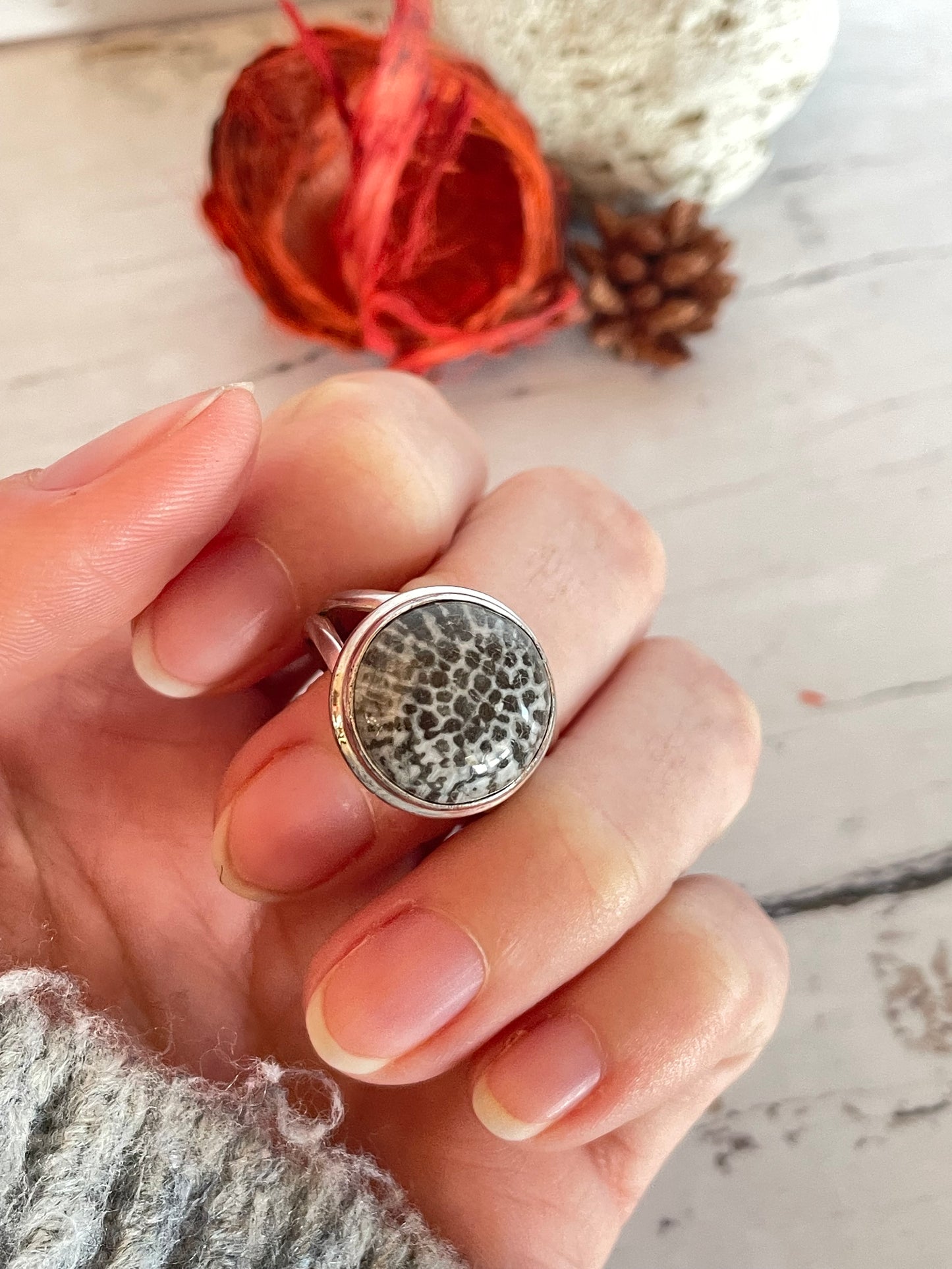 Coral (Stingray) Silver Ring