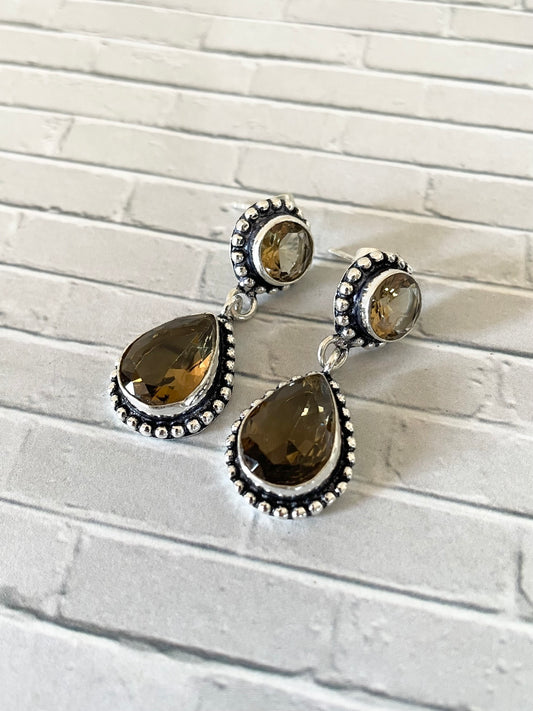 Smoky Quartz Stud Dangles
