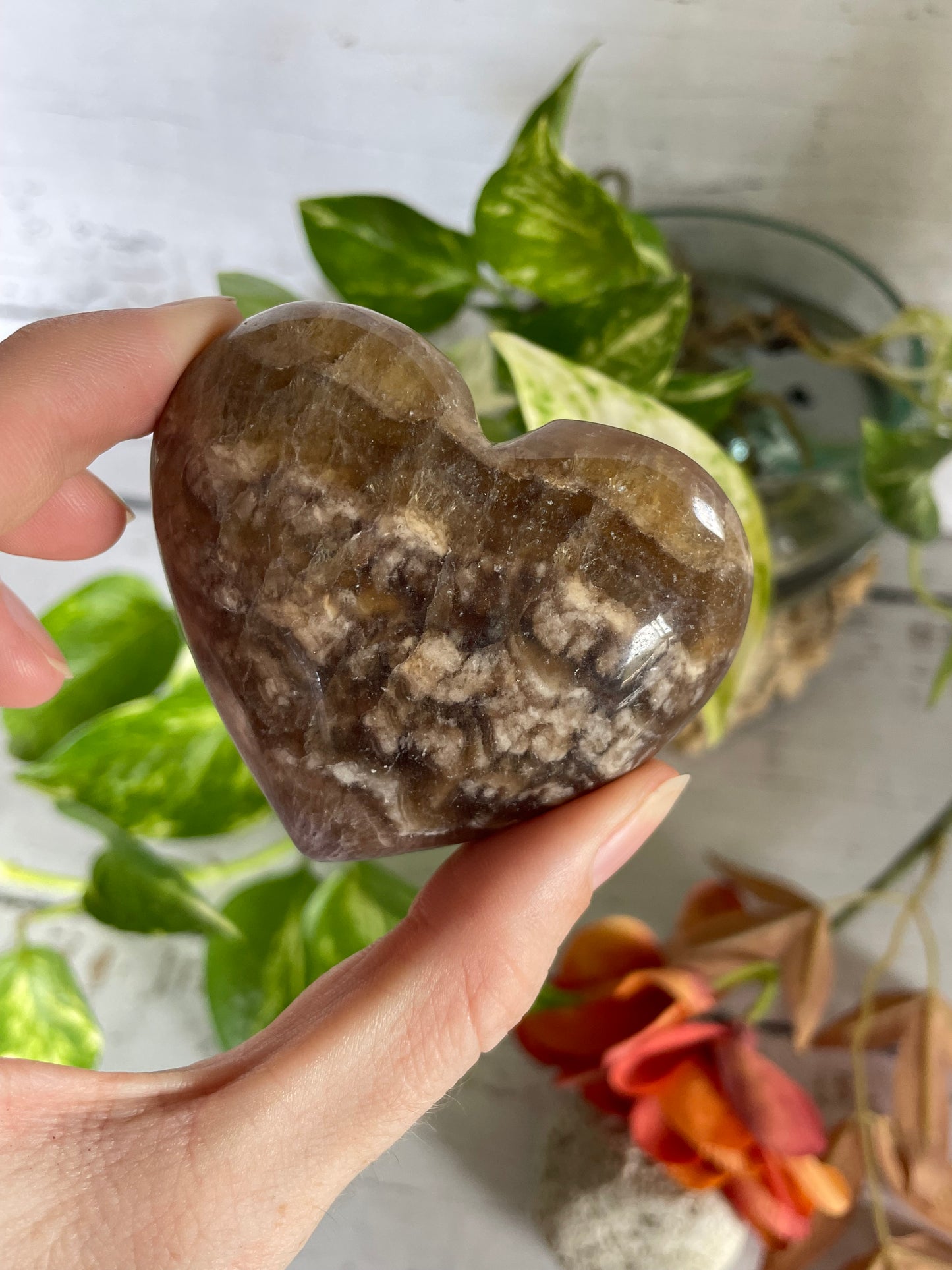 Yellow Fluorite Heart