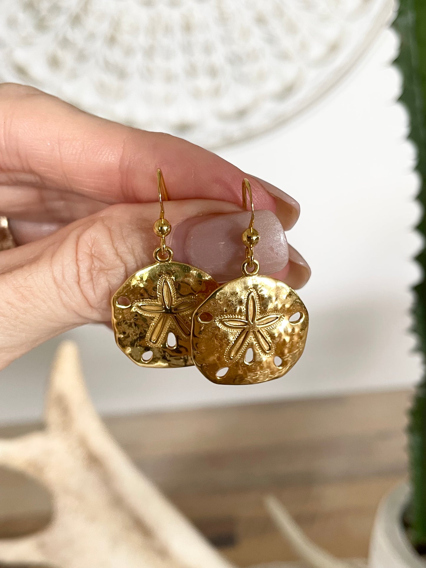 18K Gold Electroplated Sand Dollar Dangles