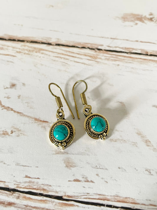 Turquoise Brass Dangles