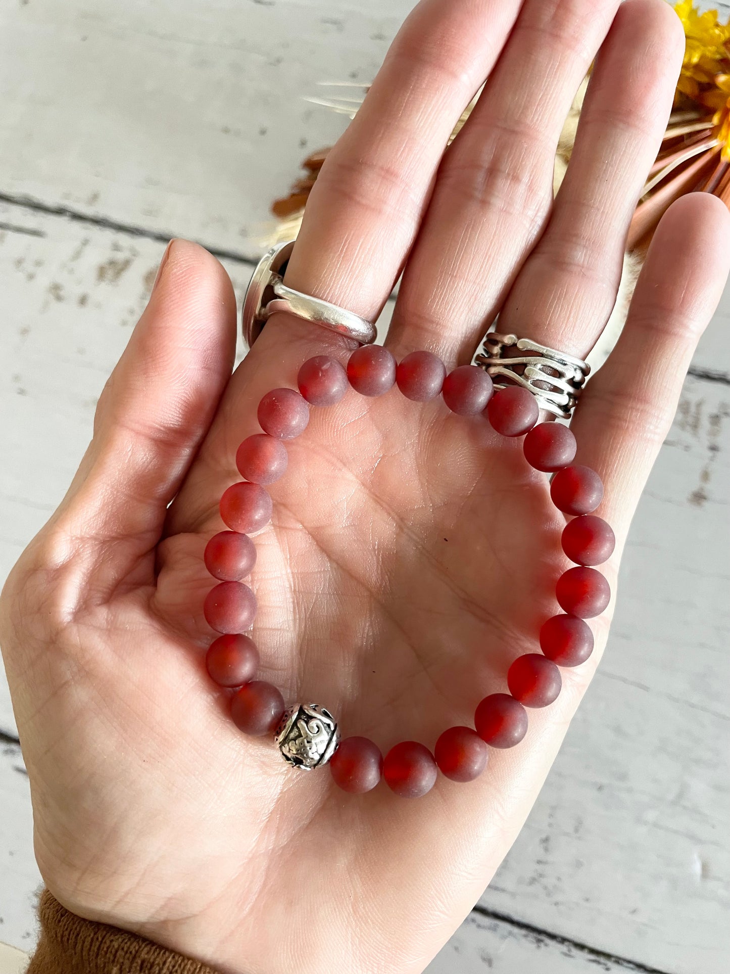 Frosted Red Agate Frosted Healing Bracelet ~ GODDESS