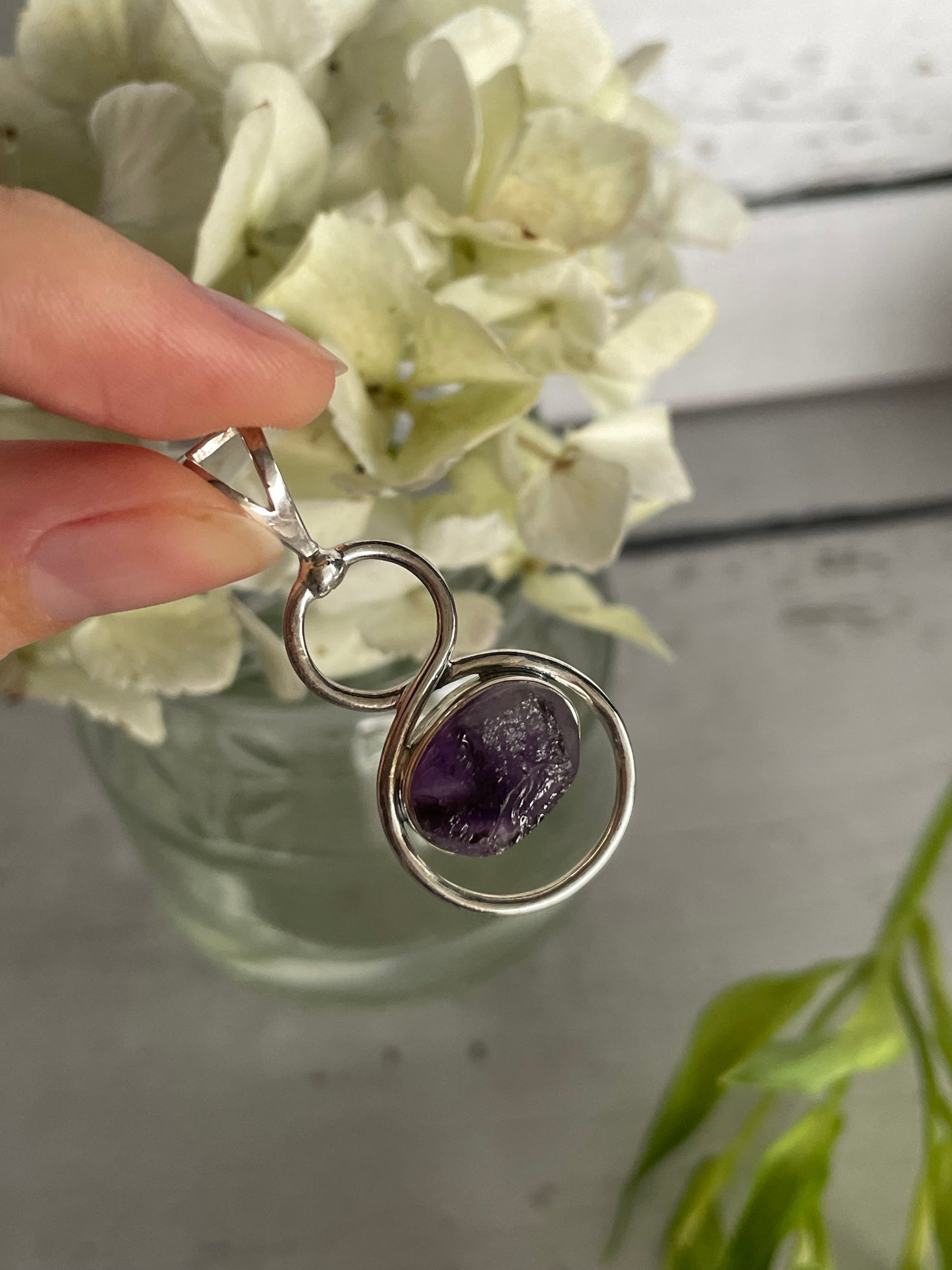 Amethyst Silver Raw Pendant