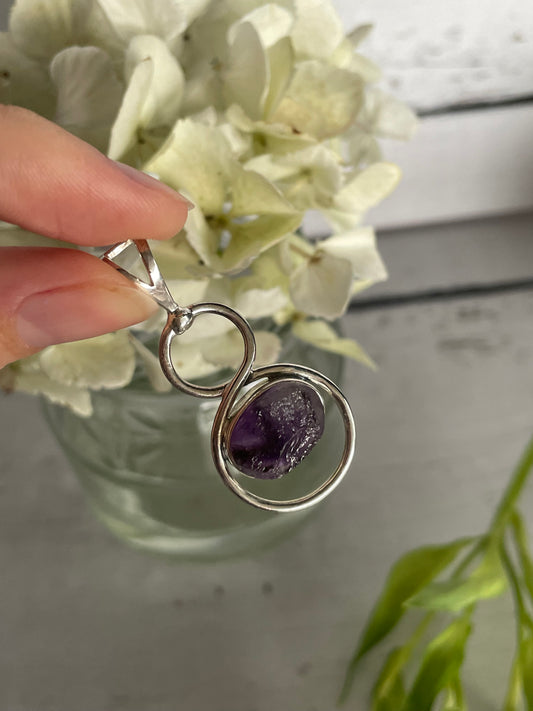 Amethyst Silver Raw Pendant