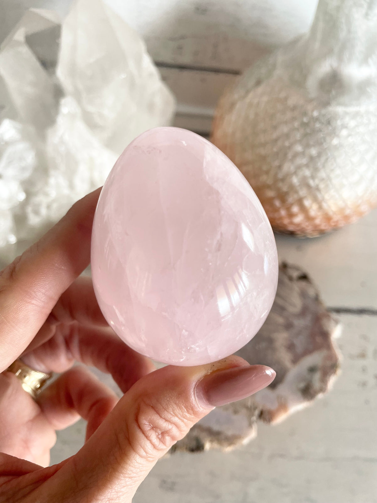 Rose Quartz Egg includes holder