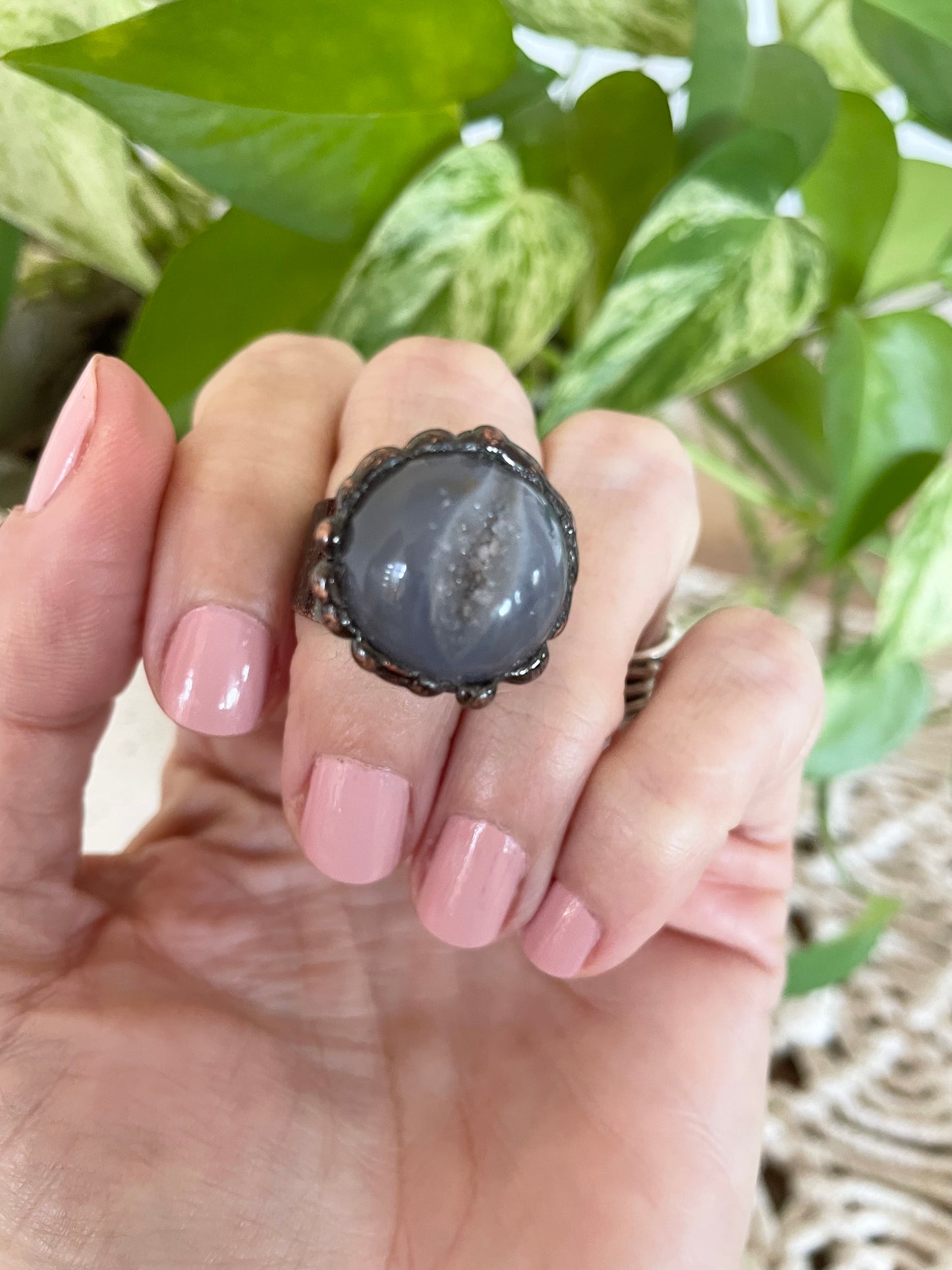 Copper electroplated Ring ~ Agate Ring