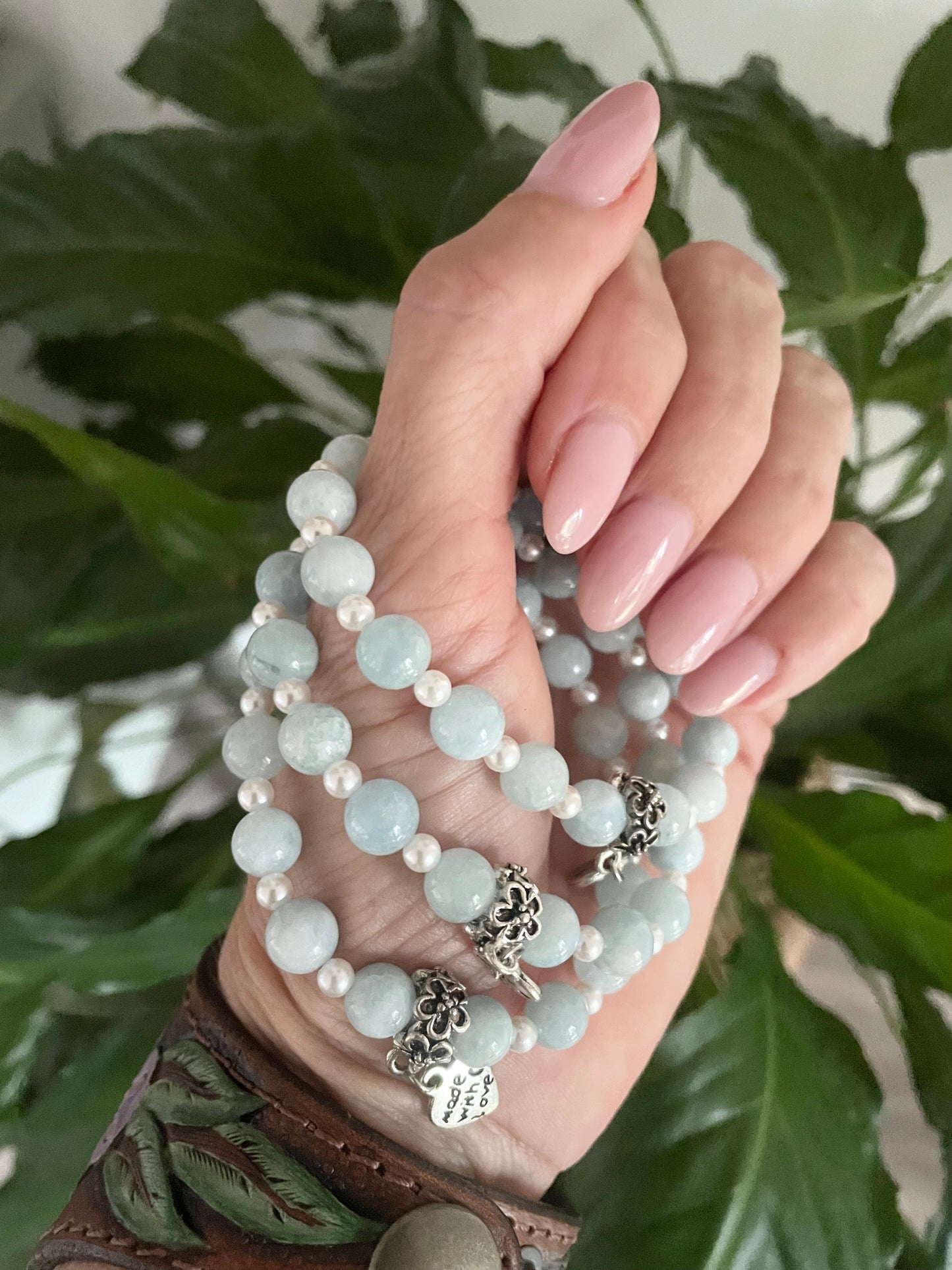 Aquamarine & Pearl ~ Healing Bracelet