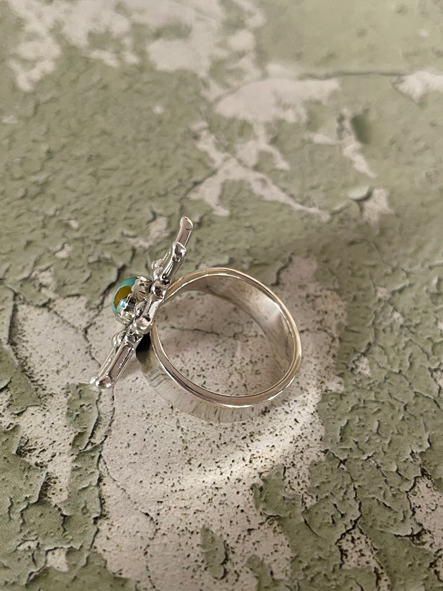 Kingman Turquoise Star Ring ~ adjustable 7-10