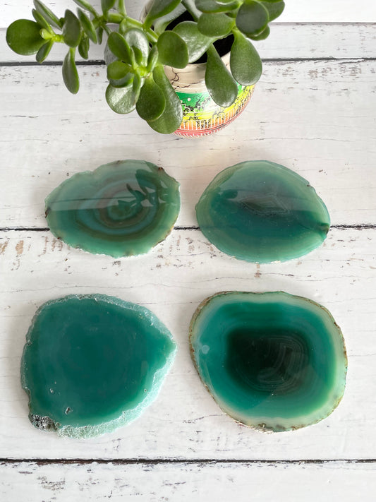 Agate Slice Coasters ~ Green