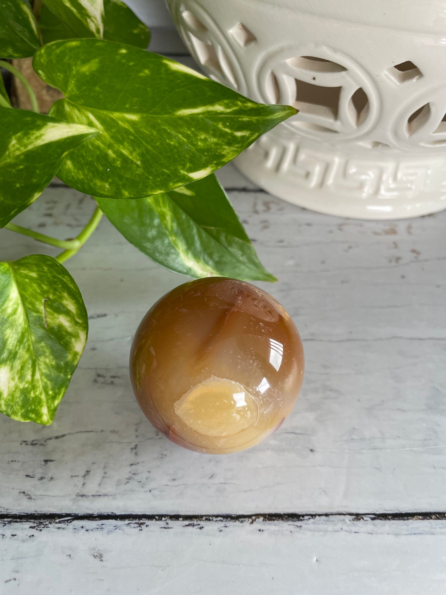 Carnelian Sphere Includes Wooden Holder