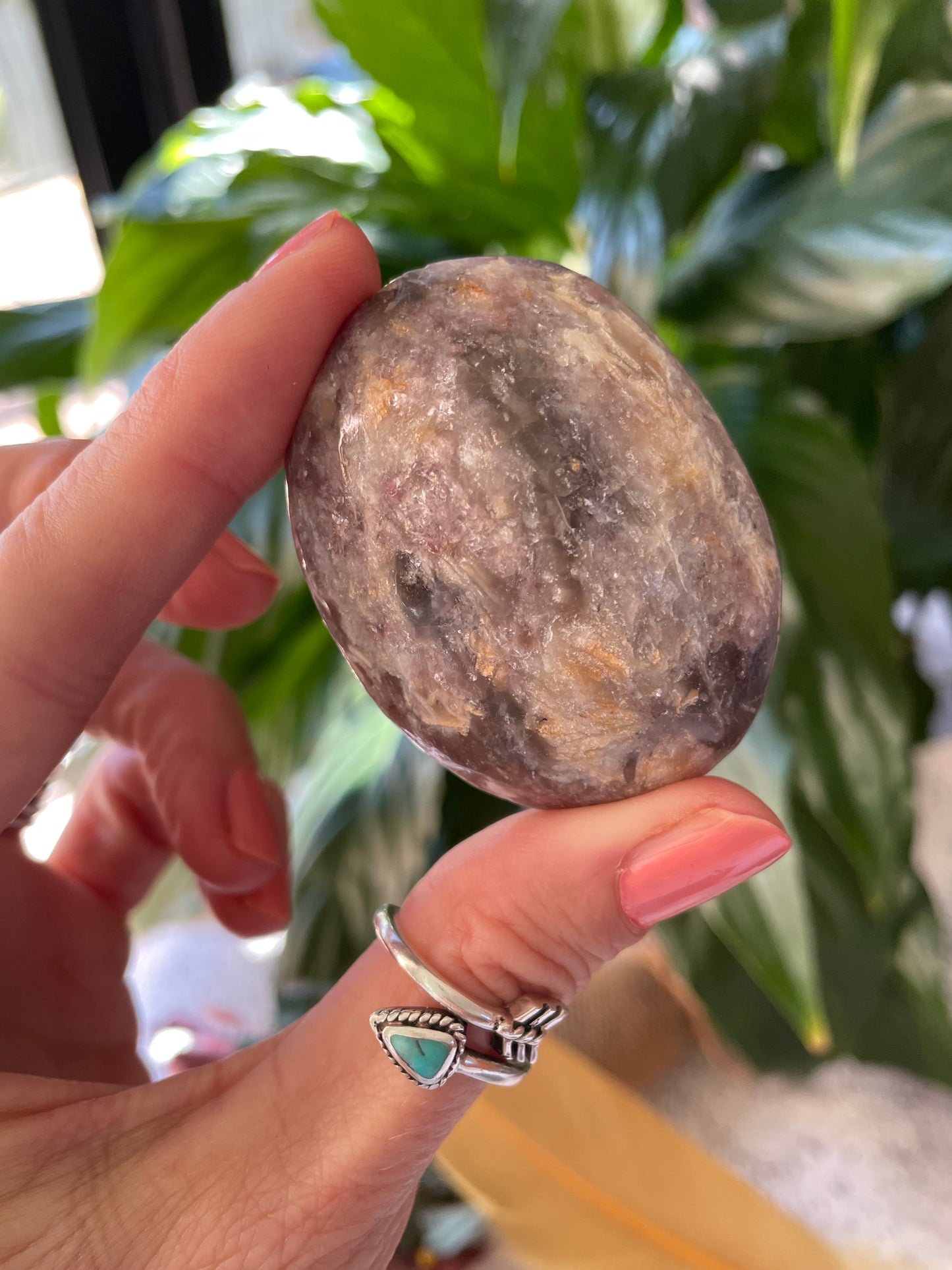 Rubellite Tourmaline Pillow Palm Stone