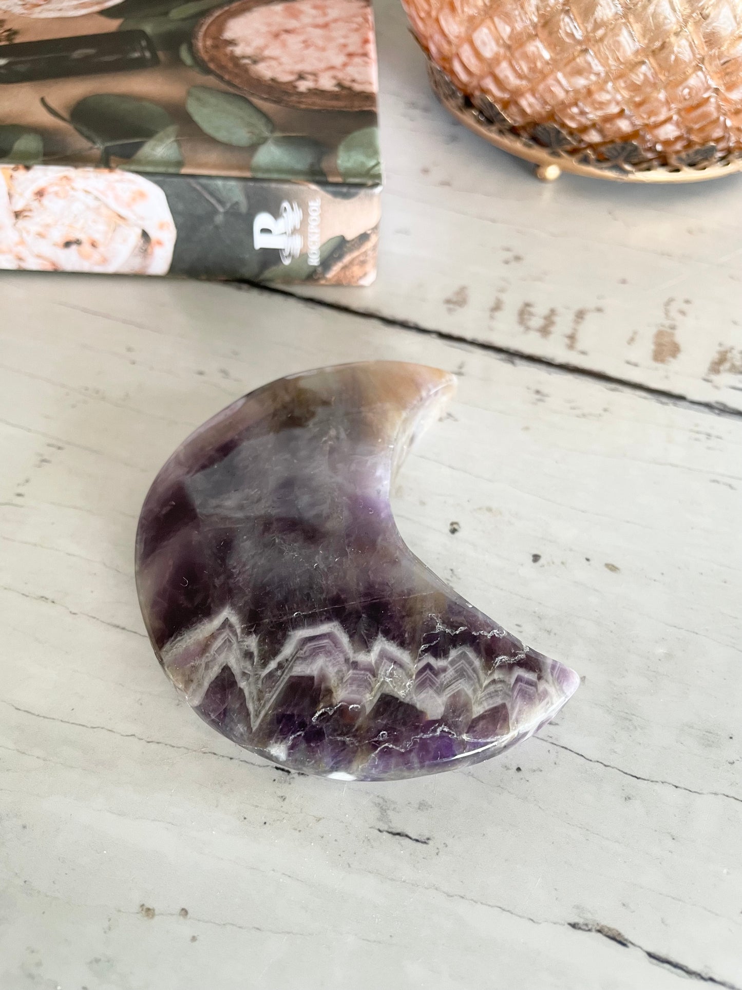 Chevron Dream Amethyst Moon Carving