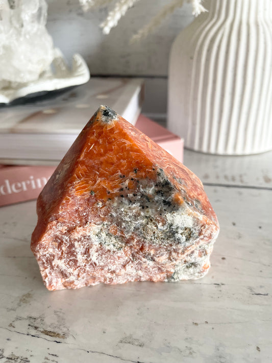 Orchid Calcite Base Cut Point