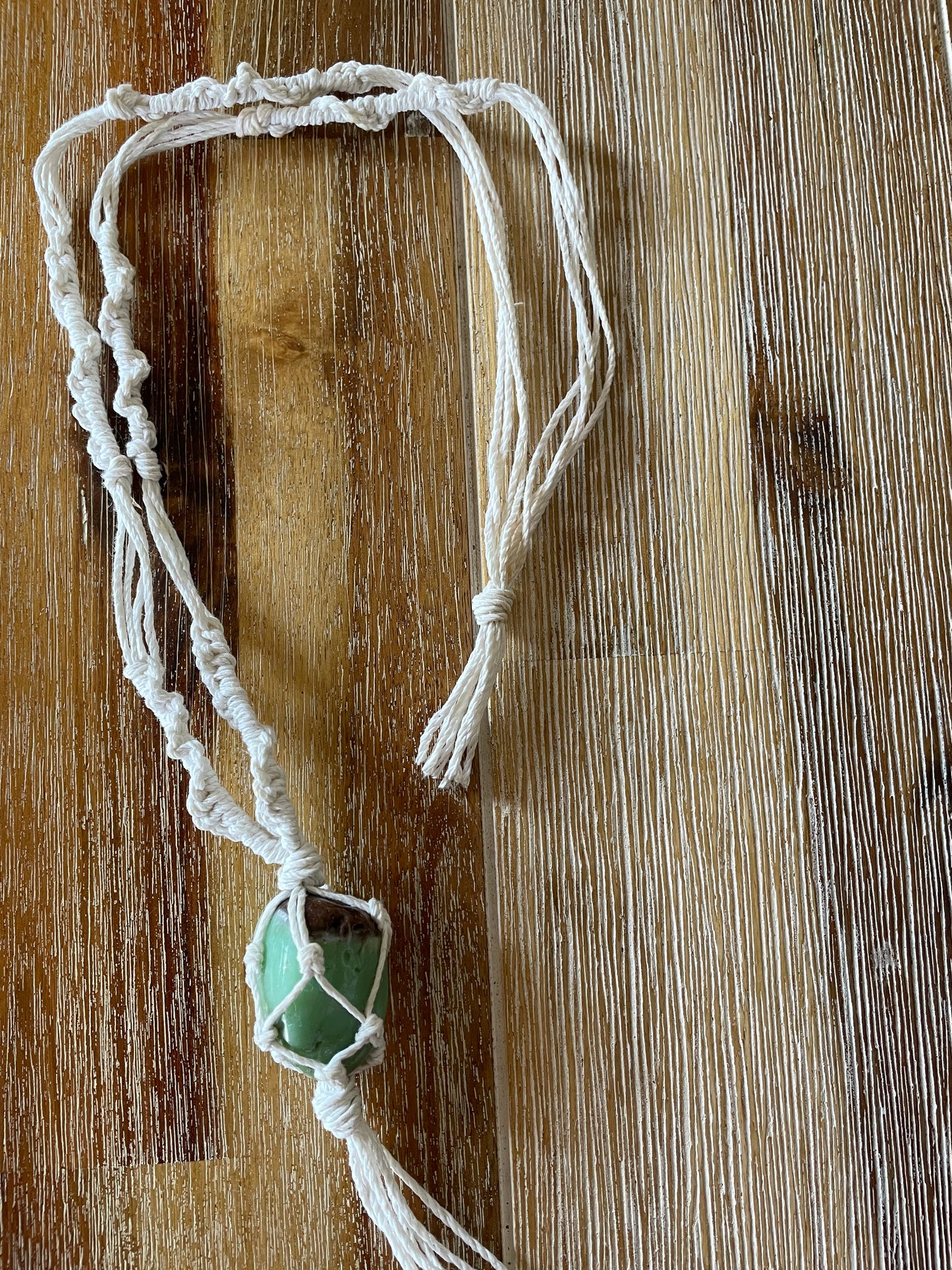 Chrysoprase Hemp Macrame Necklace