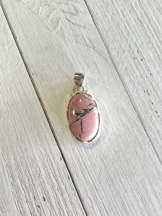Rhodonite Silver Pendant