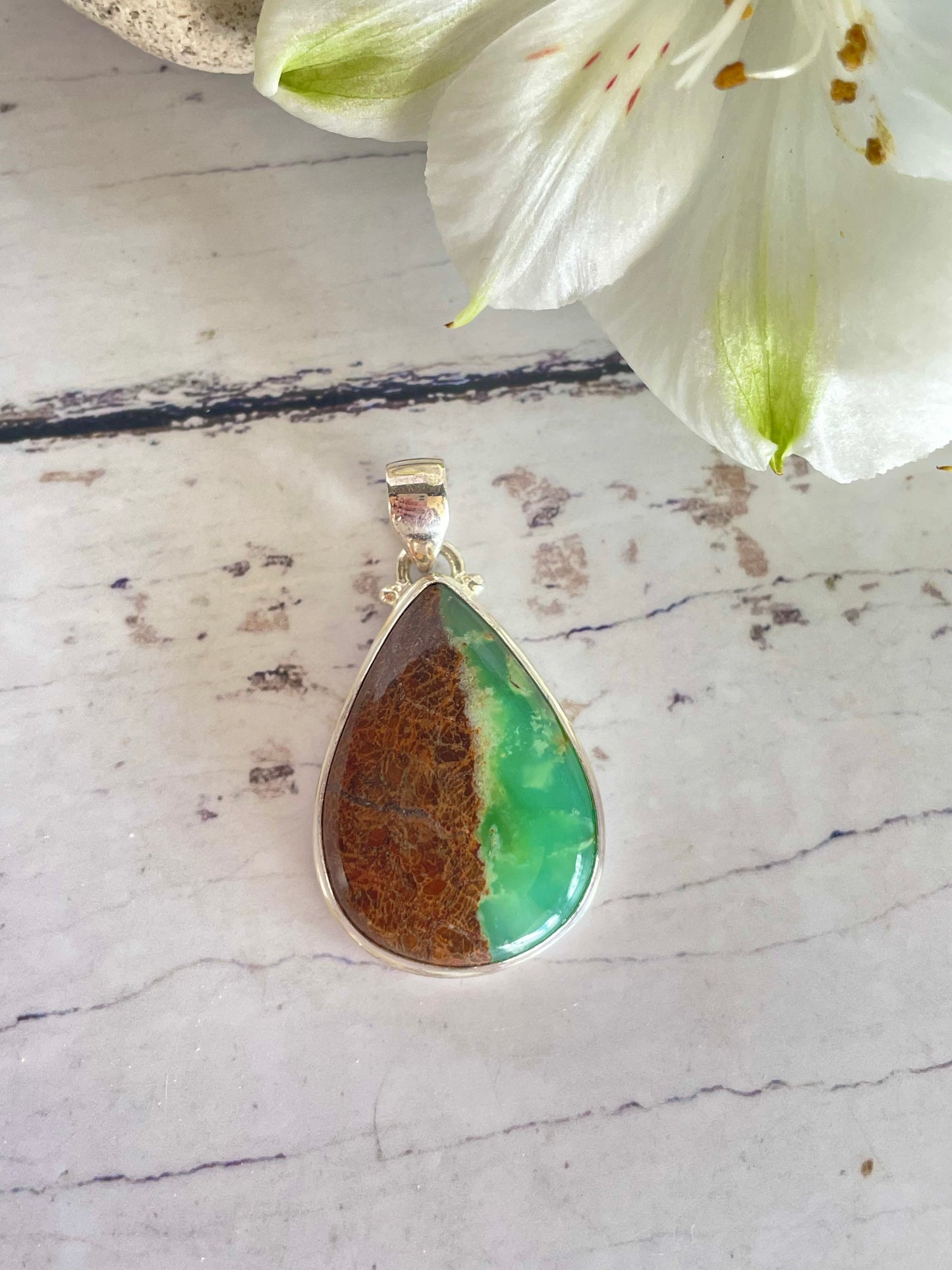 Australian Chrysoprase Silver Pendant