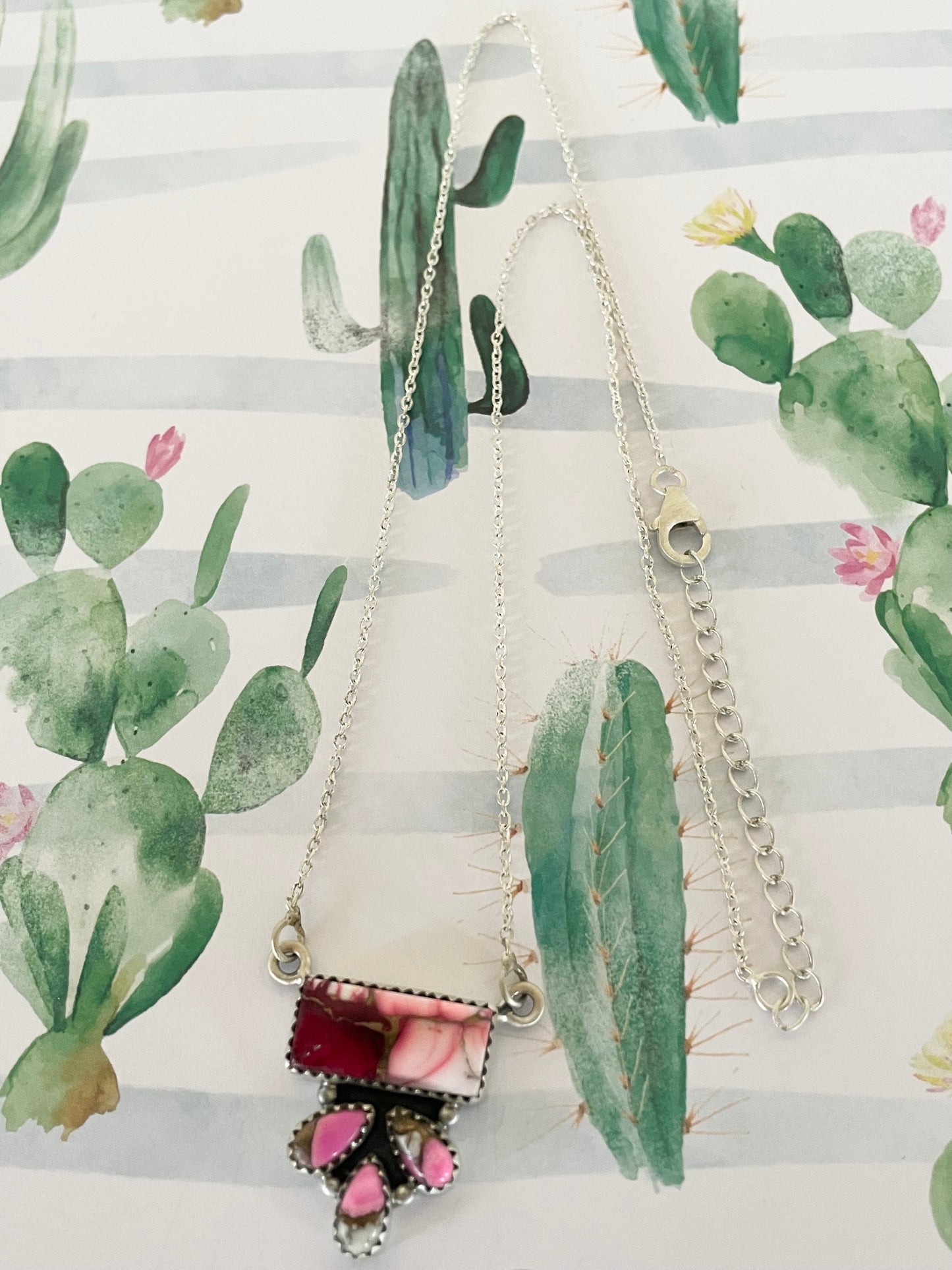 Rose Dahlia Cotton Candy Turquoise necklace