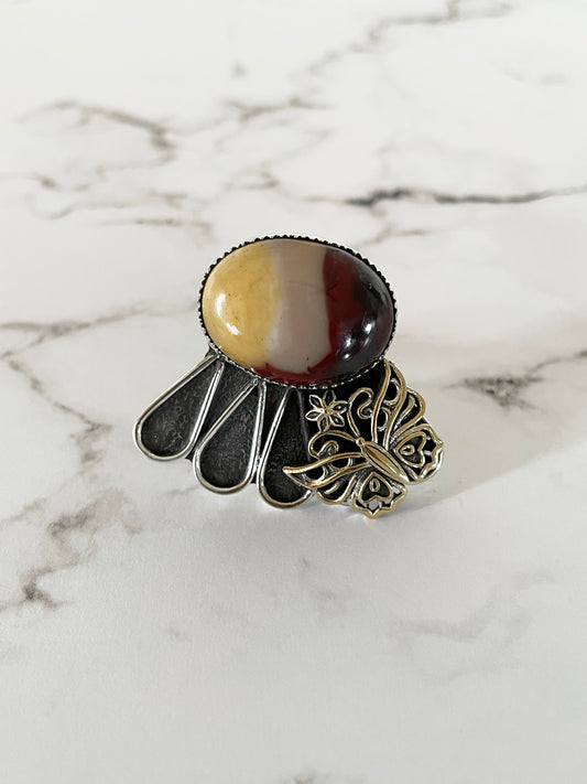 Mookaite adjustable ring ~ sizes 6.5-10