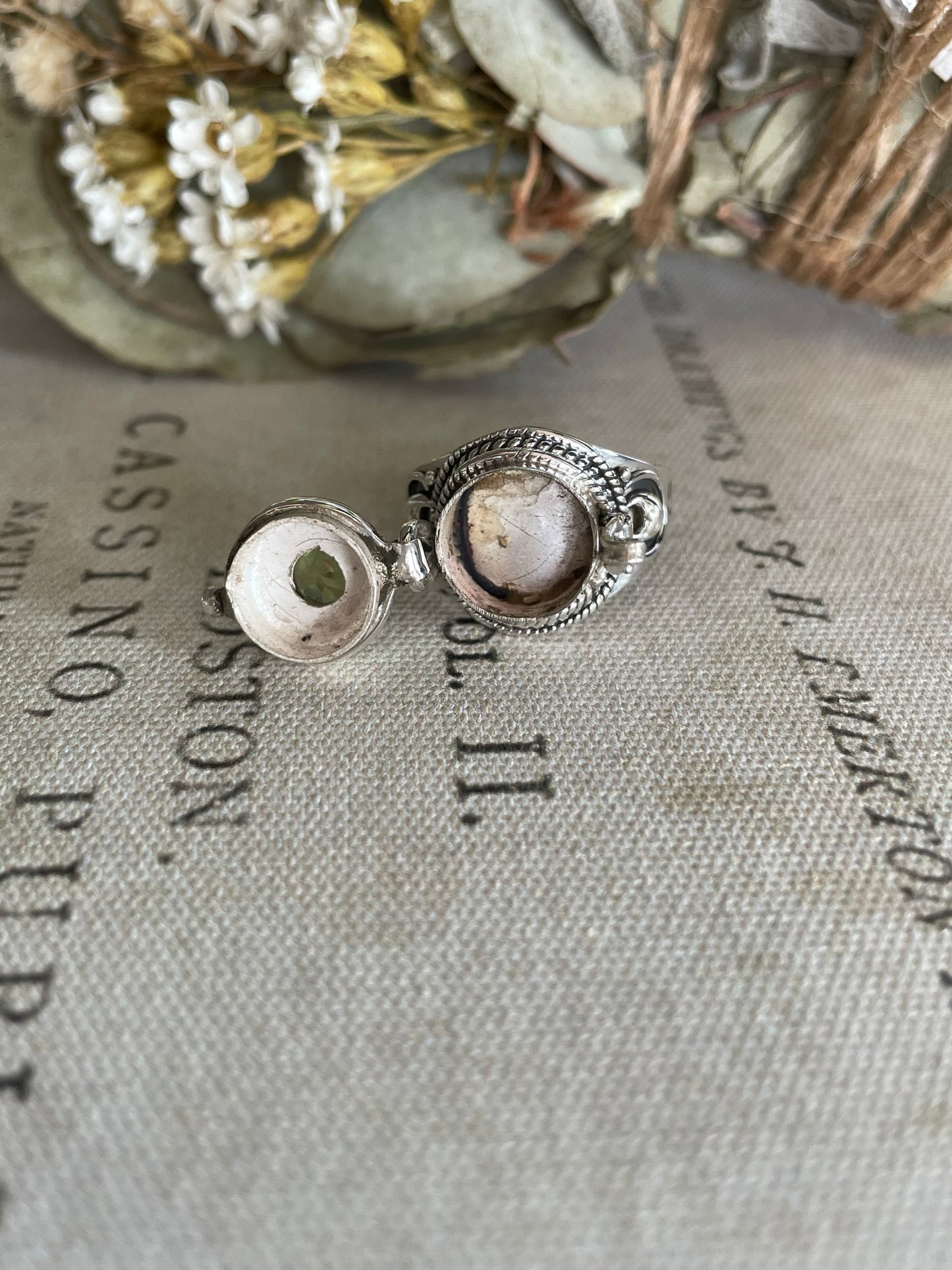 Poison Locket Silver Ring ~ Peridot