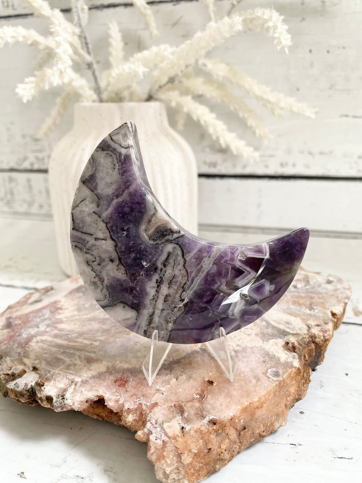 Chevron Amethyst Moon includes stand