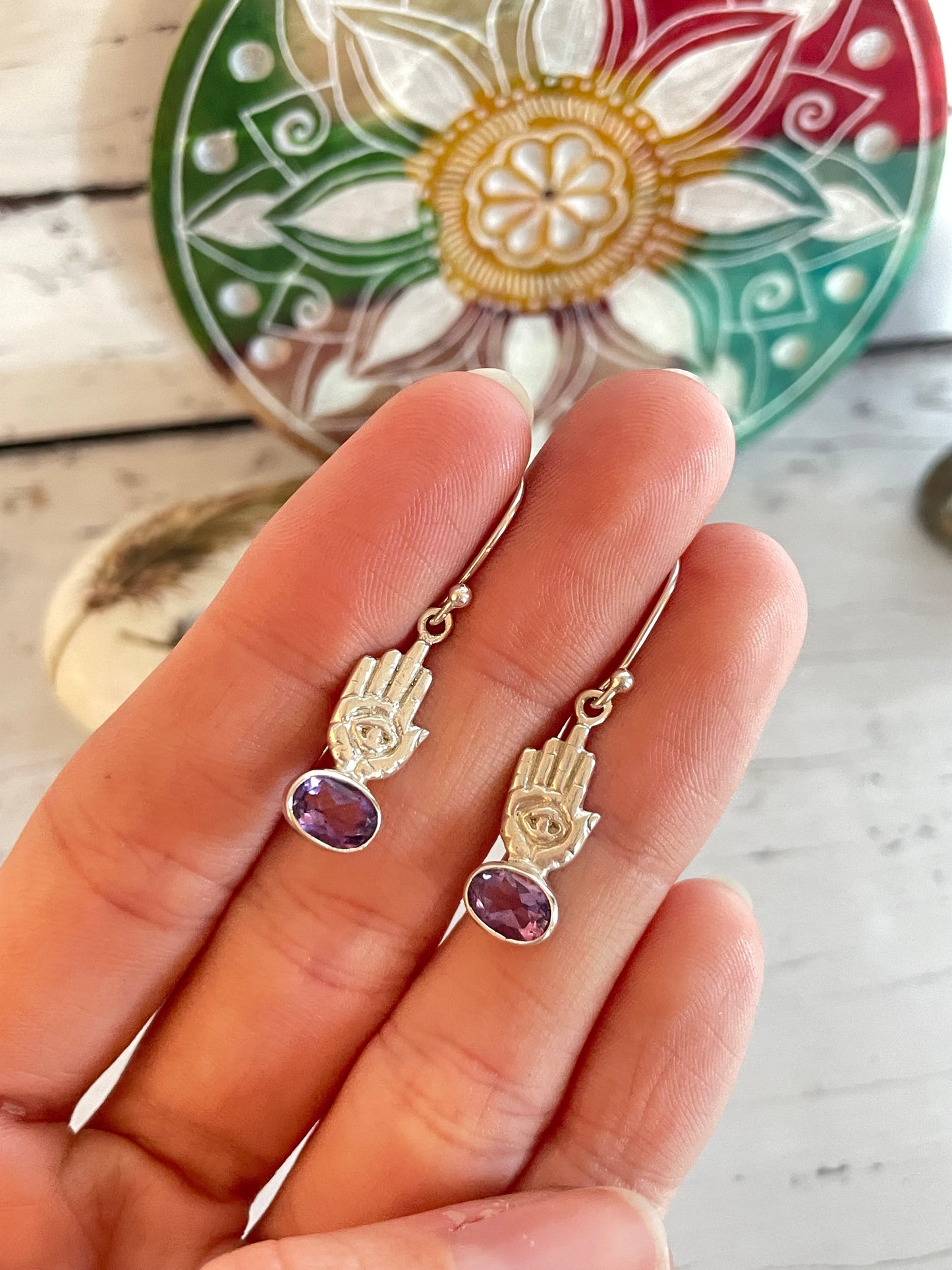 Amethyst Silver ~ Hamsa Hand