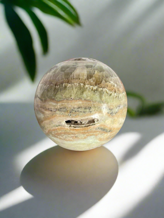 Green\Golden Calcite Sphere Includes Holder