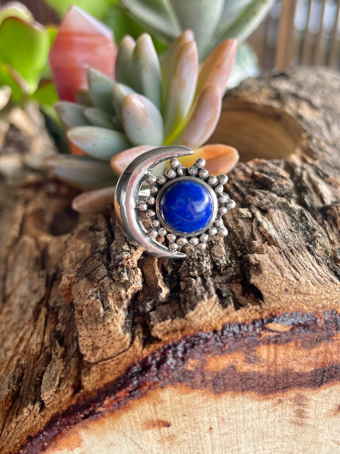 Lapis Lazuli Lunar Silver Ring